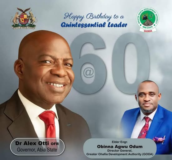 ENGR. OBINNA ODUM FELICITATES GOVERNOR ALEX OTTI ON HIS BIRTHDAY, COMMENDS TRANSFORMATIONAL LEADERSHIP